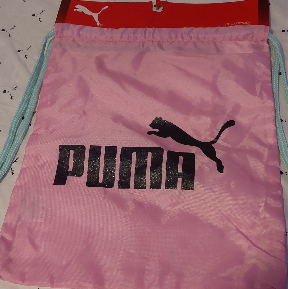 Puma Pink and Black Drawstring Bag